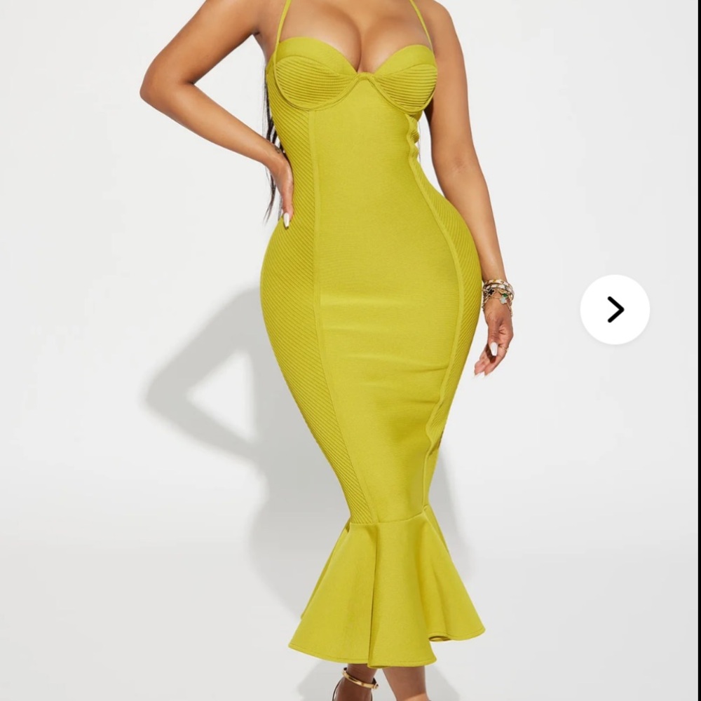 Fashion Nova Lime Green Mermaid Dress